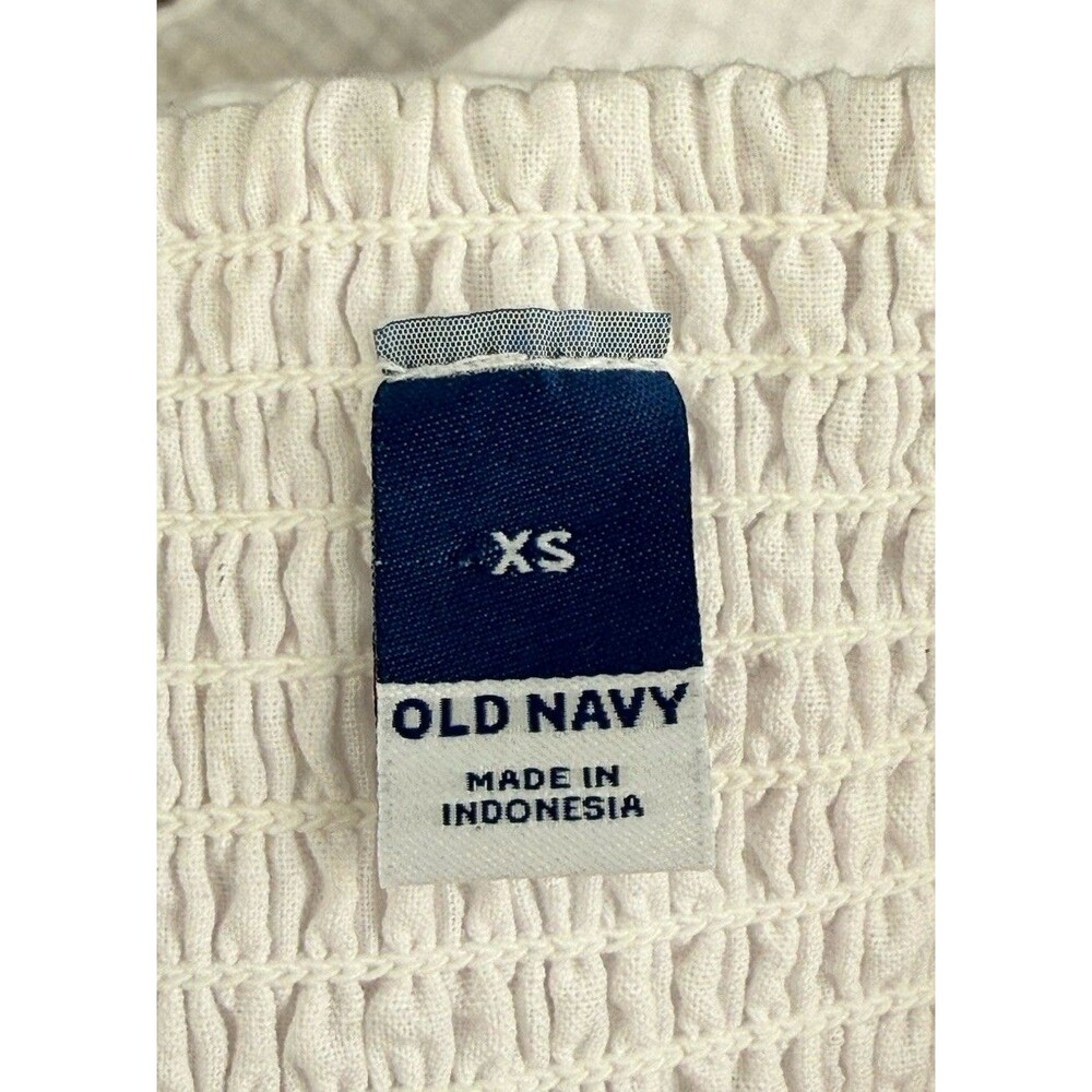 Old Navy White Seersucker Dress Puff Sleeves XS Babydoll Cottage Coastal Preppy - Picture 3 of 7